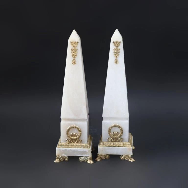 Pair of Antique French Marble Obelisks with Ormolu Mounts C1890 - Image 2 of 4