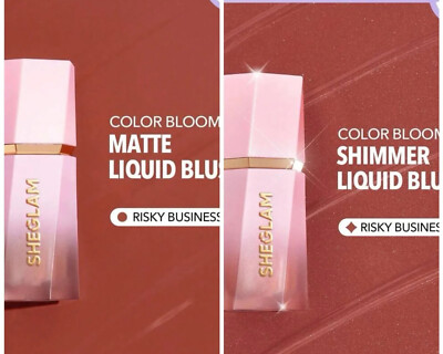 2x SHEGLAM Color Bloom Dayglow Liquid Blush - Risky Business (Shimmer & Matte)