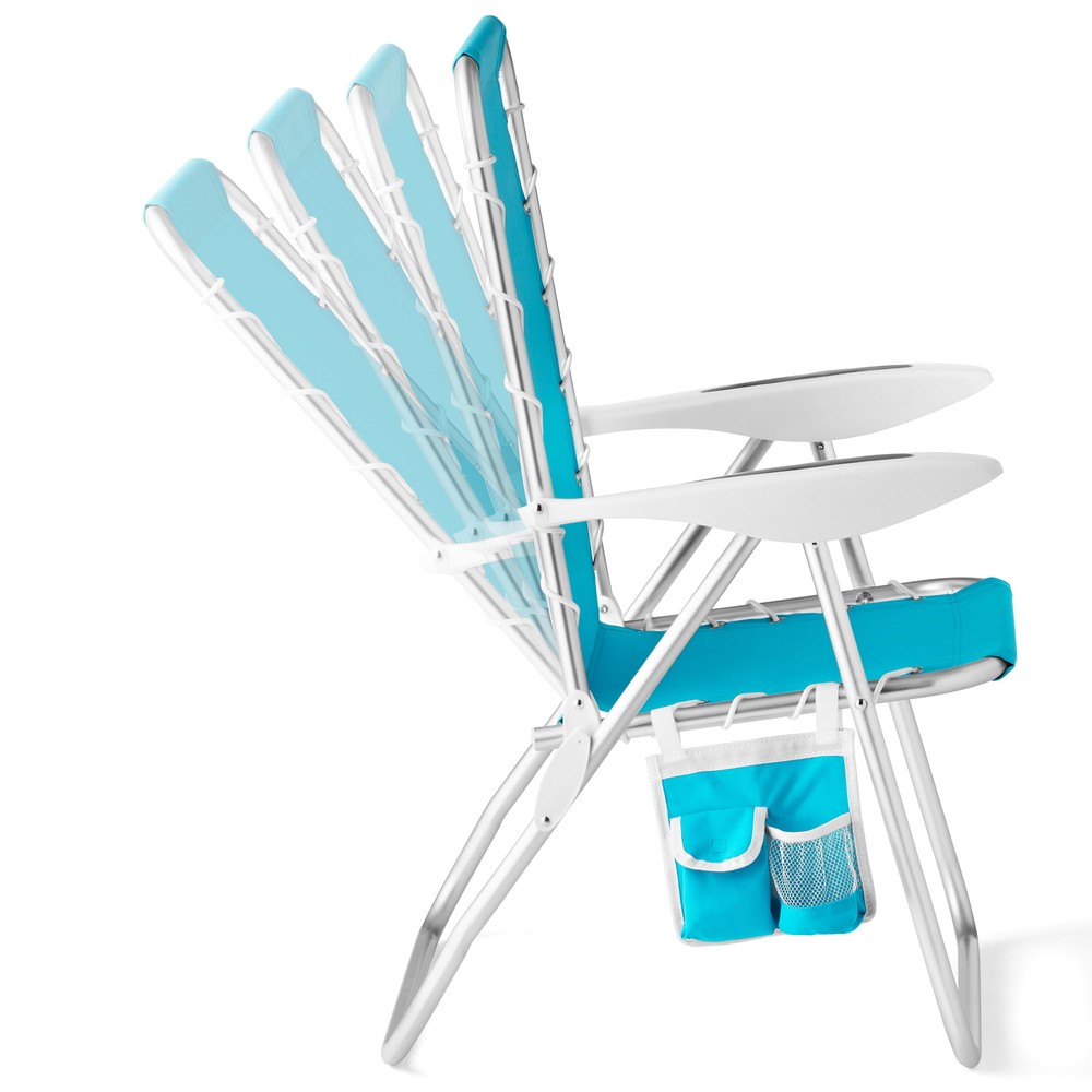 Teal, 2-Pack Mainstays Reclining Bungee Beach Chair, NEW
