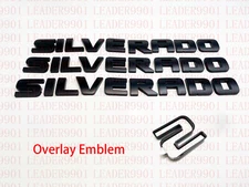 Overlay Emblem For Silverado 07-19 Door Tailgate Badge Matte Black Letters LT