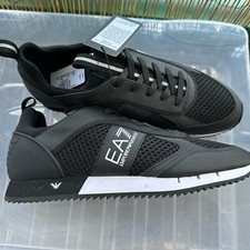 Emporio Armani Woven Fabirc Suede Trainer EA7, Black & White , RRP £160