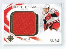 10-11 UD Upper Deck Ultimate Debut Threads  Zac Dalpe  /200  Rookie  Jersey
