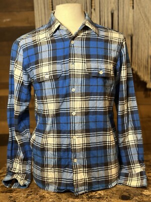 STUSSY Authentic Vintage Men s Size M Blue Plaid Long Sleeve Skate Button Up Y2K