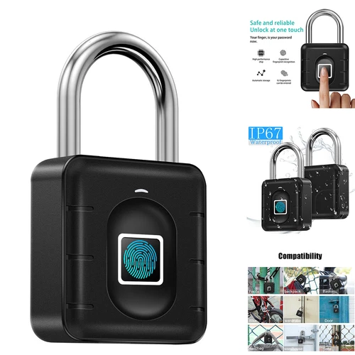Waterproof Fingerprint Padlock Smart APP Bluetooth Door Lock Keyless Biometric