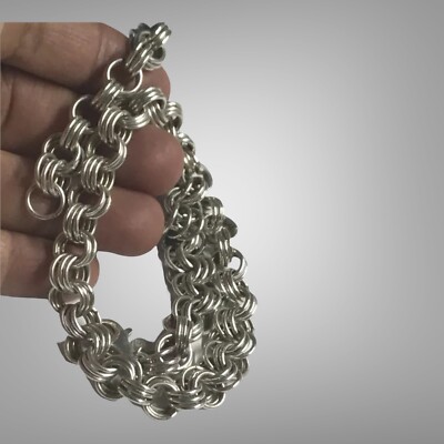 Milor 925 Sterling Silver Necklace 17”In Triple Links Unique