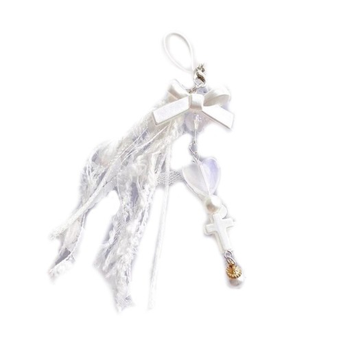 Personalized Keychain with Handmade Bowknot Heart Charm Beaded