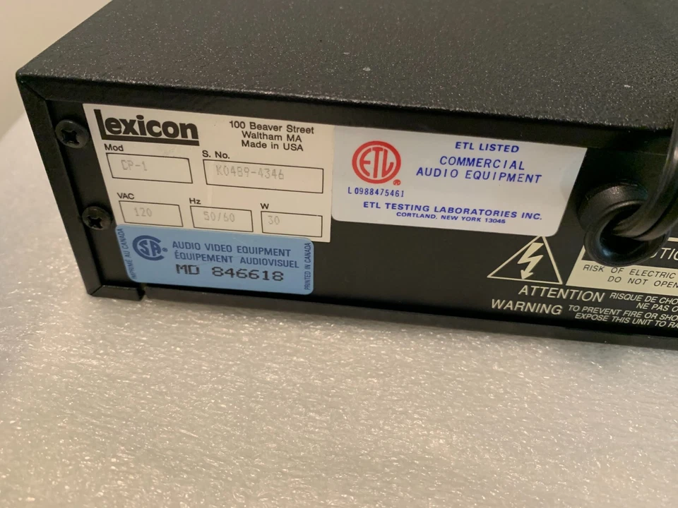 Lexicon Digital Audio Environment Processor CP-1  Made in USA Untested - Image 2 of 4
