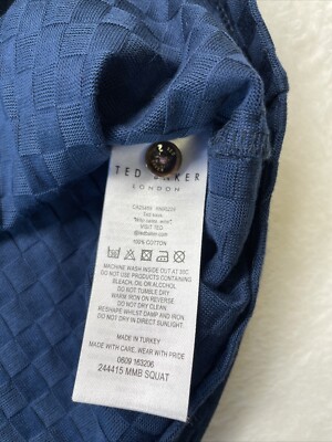 で Ted Baker Mens Textured Navy Blue Polo New With Tags Size 5-Large