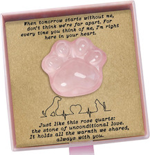 Pet Loss Sympathy Gift Rose Quartz Heart Crystal with Memorial Card, in Loving
