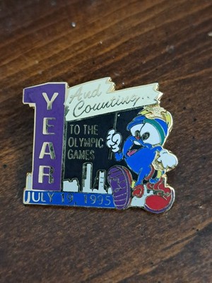 Vintage Atlanta 1996 Olympics Countdown Pin July  19, 1995 ''1 Year And Counting''