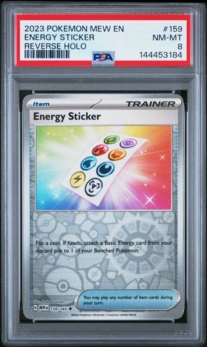 2023 POKEMON MEW EN-151 REVERSE HOLO #159 ENERGY STICKER PSA 8