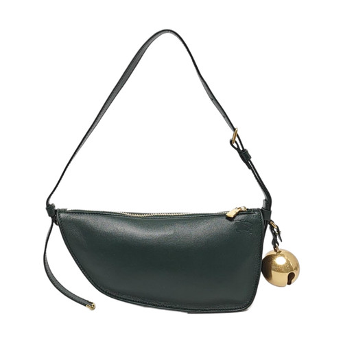 BURBERRY Shield Handbags Suede Green Free Shipping | Duties Paid