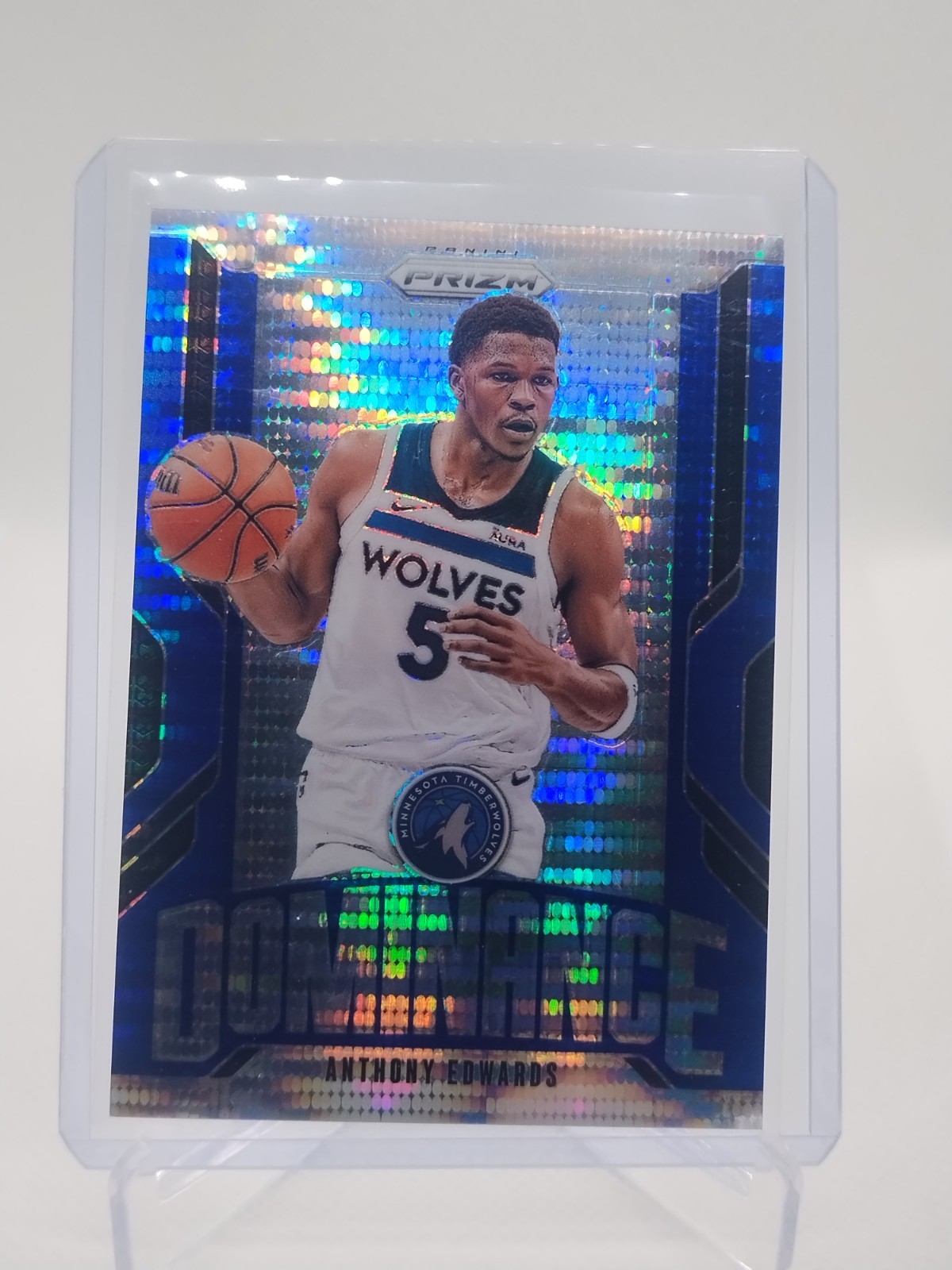 Anthony Edwards 2024-25 Panini Prizm 19/99 Dominance Blue Pulsar Prizm