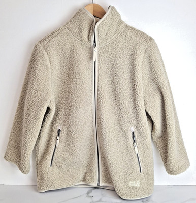 Jack Wolfskin High Cloud Fleece Zip Up Jacket Beige Sweater Women's UK 18 J3228