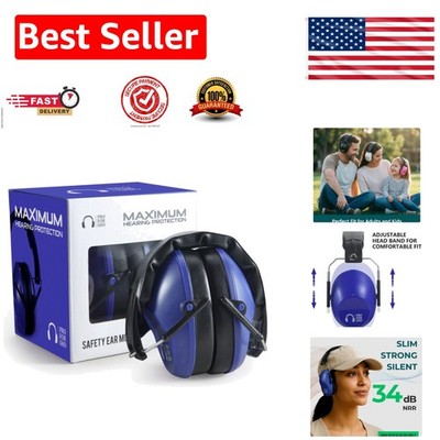 34dB Hearing Protection Ear Muffs   Lightweight, Compact & Adjustable Design