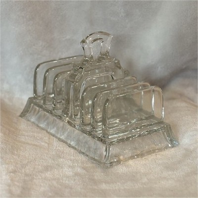 Stay Crisp! Vintage Art Deco Glass Toast Rack 6 Slot Letter Mail Organizer 