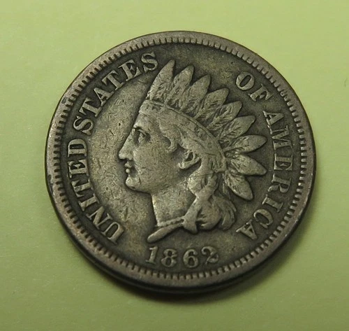 1862 Copper Nickel Indian Cent Grades Very Good +