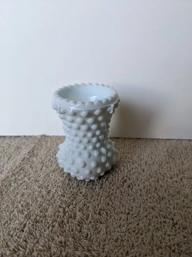 Vintage Fenton White Milk Glass Hobnail Toothpick Holder 2.5"