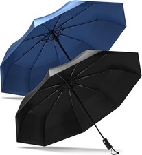 Rain-Mate Compact Travel Umbrella Bundle - Double the Black, Navy Blue