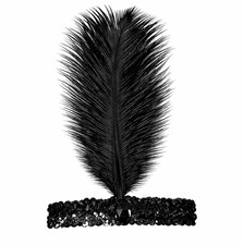 Black Flapper Headband 1920s Costume Party Accessory Charleston Gatsby