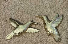 Vintage Homco Gold Hummingbird Wall Plaques Decor 7669 Plastic Made In USA