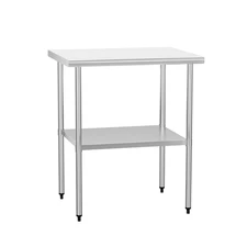 Stainless Steel Table 24 x 30 Inches Metal Work Table Adjustable Undershelves