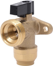 1/2 Inch X 3/4 Inch MHT Washing Machine Angle Valve, Push to Connect Brass Plumb