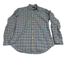 Polo Ralph Lauren Long Sleeve Button Down Oxford Shirt Plaid Flesh Pony Size S