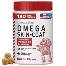 Omega for Dogs - 180 Delicious Soft Chews - Salmon Oil 180 Chews, Clear