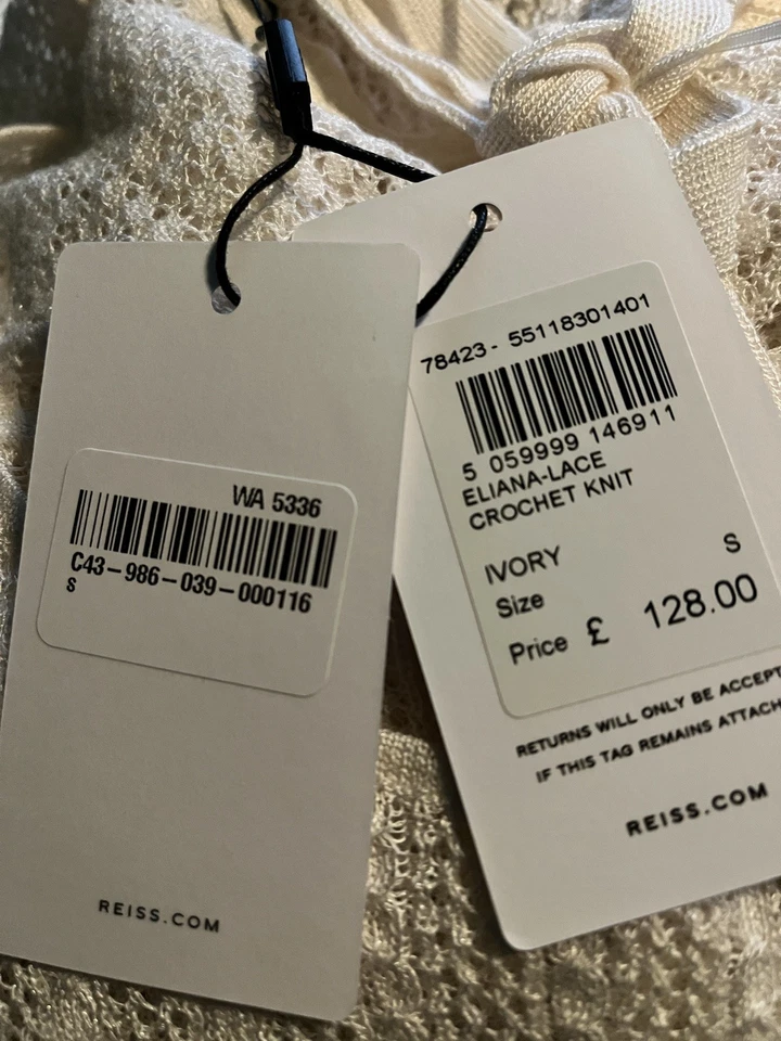 Reiss Eliana кружева крючком открытый задний верх - новый с ярлыками - Изображение 4 из 4