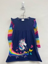 SIZE 4/5 Navy Multi Color Unicorns Girl's Dress