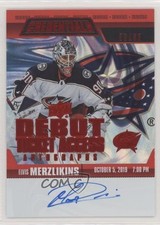 2019 Credentials Debut Ticket Access Autos Red 53/65 Elvis Merzlikins Auto 7b5