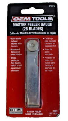 OEM 25025 26-Blade Master Feeler Gauge Measure Barrel To Frame Gap Clearance 