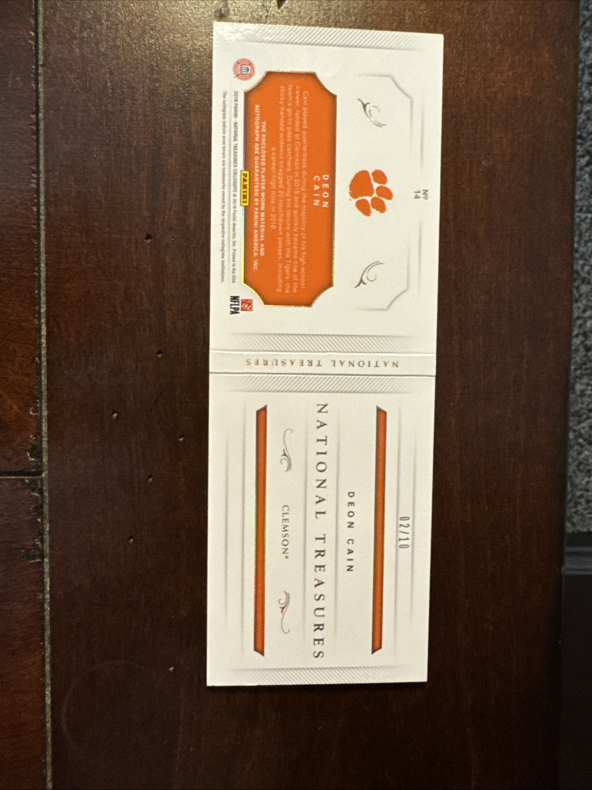 2018 Panini National Treasures Collegiate #14 Deon Cain Booklet /10 Auto RC view 9