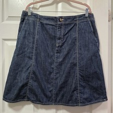 Vintage Y2K Eddie Bauer Denim Jean A-Line Flared Skirt 16