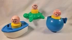 Vintage Fisher Price Jumbo People Boat Turtle Teapot Tub Toys Set