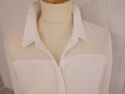 Comma Bluse Hemd 38 Weiß transparent