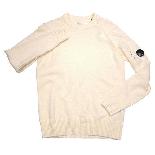 $275 C. P. Company Wool Gauze White Crewneck Sweater Mens Size Small (46)