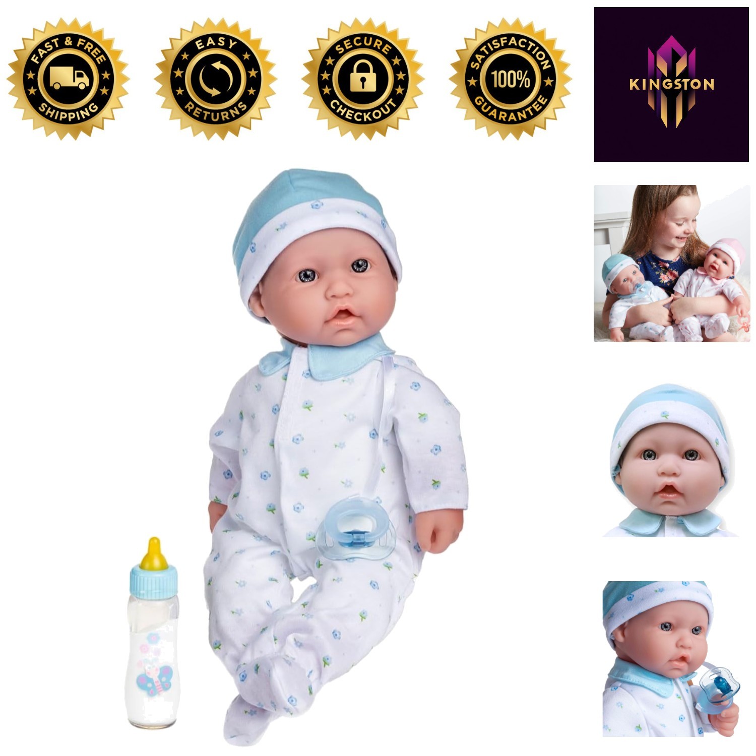 Soft Body La Baby Doll - 16-Inch Blue Doll with Accessories 