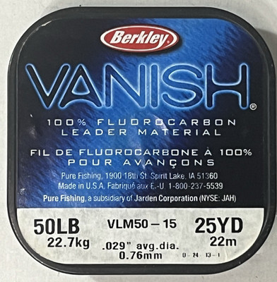 Pure Fishing Berkley Vanish Fluorocarbon 50# .029'' 25yd Leader Material