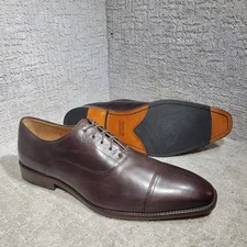 Johnston & Murphy Sullivan Mens Size 14M Espresso Calfskin Leather Cap Toe Shoes