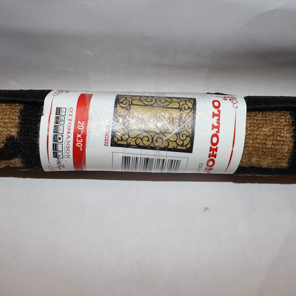 Alfombra tradicional Ottohome diseño borde floral beige ornamental 20" x 30" Foto 3 de 3