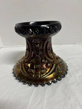 Vintage Carnival Memphis Amethyst Glass Punch Bowl Base 5" Iredesident