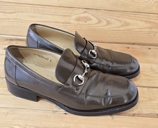 Gucci Horsebit Loafers Men 9.5 E  Brown Leather Slip-On Dress Shoes Italy