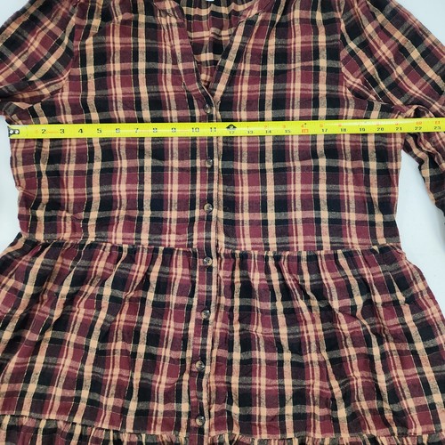 Time and Tru Womens Large 12-14 Plaid Flannel Shirt Dress Button Front w Pockets - Picture 13 of 14