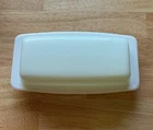 Vintage Pyrex Milk Glass Covered Butter Dish - Plain White with Lid