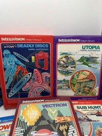 Mattel Intellivision 6 Game Lot: CIB Complete Utopia TRON Vectron Sub Hunt