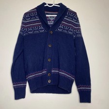 Tommy Hilfiger Cardigan Luxury Blend Vintage Button Down Navy Snowflake Men  s S
