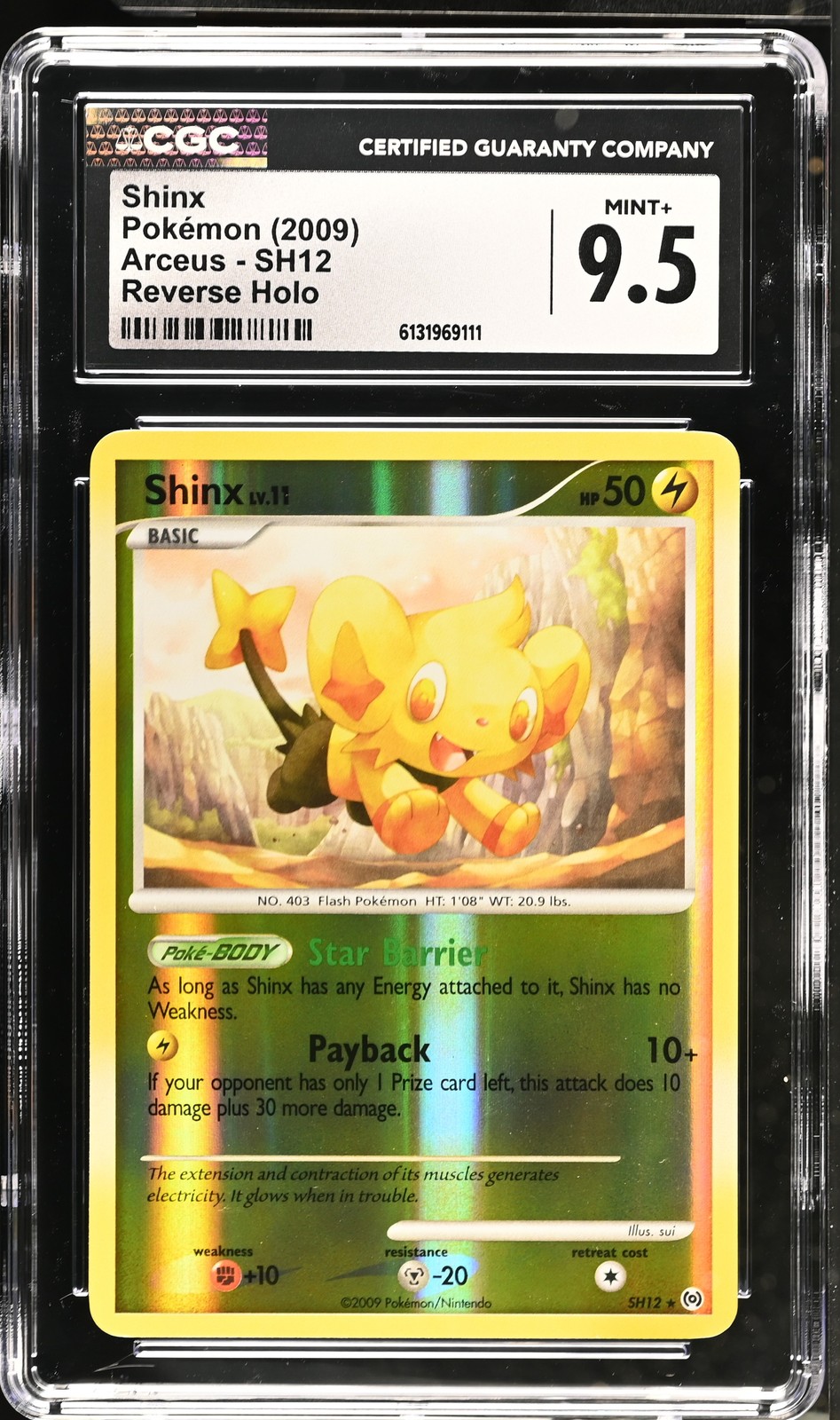 CGC 9.5 MINT+ Shinx SH12 Reverse Holo Arceus Pokemon Card