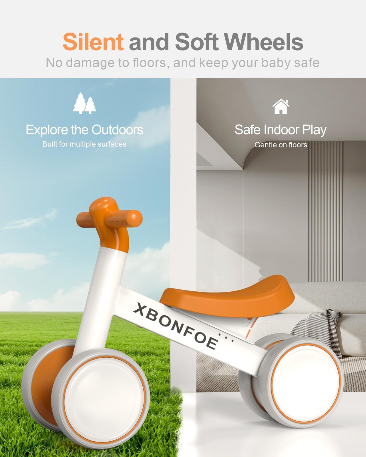 XBONFOE Baby Balance Bike for 1 Year Old Boys Girls, 10-24 Month Small, Brown  thumbnail 6